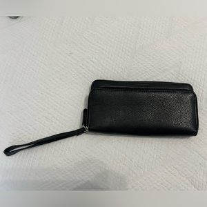 Coach black leather wristlet